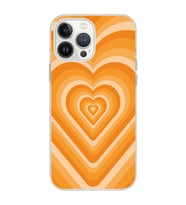 Iphone 15 Pro Uyumlu Turuncu Kalp Tasarımlı Şeffaf Telefon Kılıfı