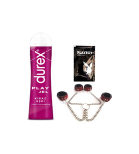 Durex Kirazlı 50 ml Jel + Kırmızı Deri El&Ayak Kelepçesi + Hediye