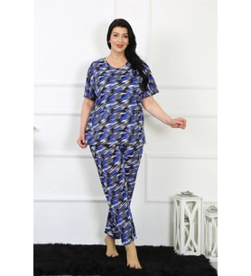 Kadın 5XL-6XL-7XL-8XL Büyük Beden Kısa Kol Pijama Takım Saks