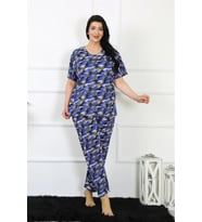 Kadın 5XL-6XL-7XL-8XL Büyük Beden Kısa Kol Pijama Takım Saks
