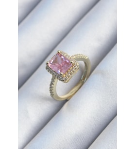 Pirinç Renk Pembe Zirkon Taşlı Kadın Yüzük 5886 - HPSBYI3797-8805