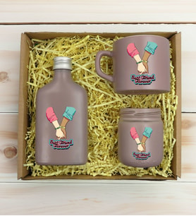 BK Gift Kişiye Özel İsimli DTF Best Friend Temalı Mat Gri Kahve Fincanı & Kolonya & Mum Hediye Seti-5, Arkadaşa Hediye, Doğum Günü Hediyesi