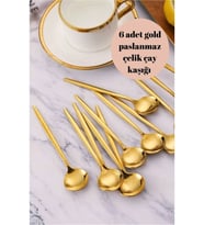 6'lı Titanyum Gold Kaplama Paslanmaz Çelik Çay Kaşığı Kaşık Seti