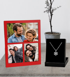 Kİşiye Özel 3 Fotoğraflı Kolaj Ahşap Çerçeve Ve Kartanesi Kolye Set