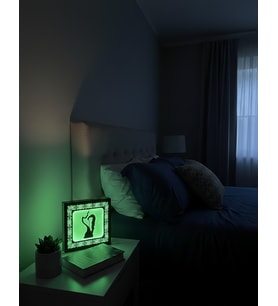 Işıltılı Aşk Silüeti - Dekoratif Lazer Kesim Led Gece Lambası Yeşıl