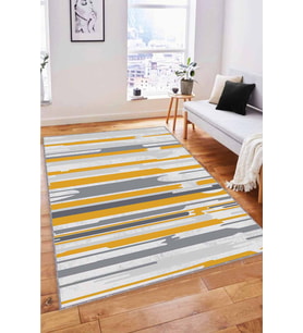 Sarı Spor Kaymaz Tabanlı Makinede Yıkanabilir Halı FH07 - 100 x 160 cm