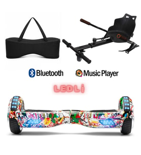 Elektrikli Kaykay Scooter Akıllı Denge Hoverboard + HoverKart + Çanta FULL LEDLİ EXTREM PAKET D19