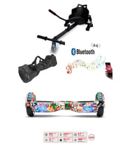 Elektrikli Kaykay Scooter Akıllı Denge Hoverboard + HoverKart + Çanta FULL LEDLİ EXTREM PAKET D19