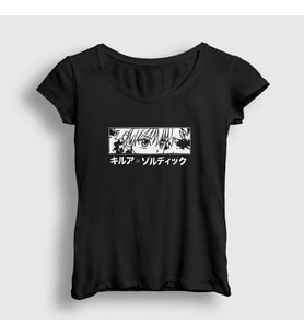 Presmono Kadın Siyah Killua Eyes V2 Anime Hunter X Hunter T-Shirt 238683tt