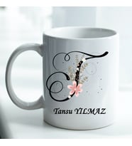 Kişiye Özel Baskılı T Harfli Kupa Bardak