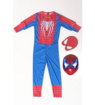 Spiderman Işıklı Maske Hediyeli Beyaz Baskılı Spiderman Kostümü Yeni Örümcek Adam Kostüm