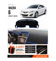 MAZDA 6 (2007-2013) Uyumlu Torpido Örtüsü Torpido Kılıfı - Siyah Mavi