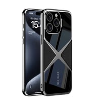 iPhone 15 Pro Max Kılıf Ultra İnce Kamera Korumalı PC + Deri Arka Yüzey X-Pro Kılıf (Siyah)