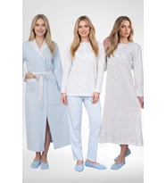 Mecit 6384 Mavi Büyük Beden Kadın Sabahlık Pijama Gecelik Seti