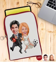 BK Gift Kişiye Özel Sevgililer Karikatürlü Taşınabilir Koruyucu Tablet Kılıfı & Organizer Çanta - Kırmızı-15