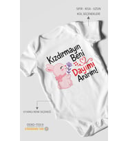 Kızdırmayın beni dayımı ararım Kısa Kollu Bebek Body %100 Pamuk