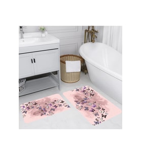 Rovigo Home Dijital Baskılı 2'li Banyo paspas Takımı RVG5077 (Pembe)