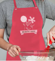 BK Gift Kişiye Özel İsimli Anneler Günü Tasarımlı Profesyonel Kırmızı Mutfak Önlüğü, Aşçı Önlüğü, Şef Önlüğü, Anneye Hediye-14