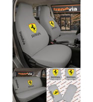 Ferrari Logolu Oto Koltuk Kılıfı Ön Arka Set – Penye Likralı Universal Koltuk Koruyucu Servis Kılıfı