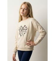 Breeze Kız Çocuk Sweatshirt Fiyonk Baskı Nakışlı Yazılı 6-12 Yaş, Krem