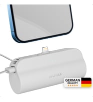 iPhone Lightning Soketli Mini Powerbank 5000mAh Type-C Dahili Kablolu Taşınabilir Şarj Cihazı Beyaz