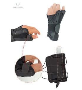 El Bilek Splinti Airtex siyah Sağ Taraflı Bileklik ve Başparmak Destekleyici Korsesi WS-0041