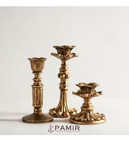 3'lü Şamdan Mumluk Fransız Romantik Antik El Sanatı Siyah Gold Dekorasyon Retro Şamdanlık (ÜÇLÜ) PamirCandles