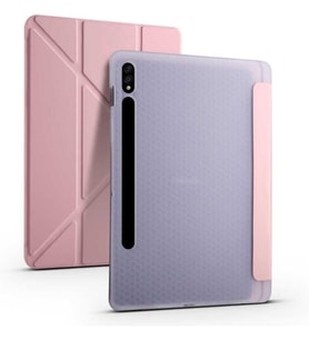 Samsung Galaxy Tab S7 FE Lte (T737-T736-T733-T730) ile Uyumlu Kılıf Kalem Bölmeli Standlı Akıllı Kapak - Pembe