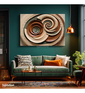 Yatay Kanvas Tablo Spiral Formlar Soyut Tablo Ev Ofis Duvar Dekoru