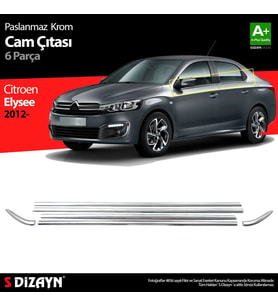 Citroen C-Elysee Uyumlu Krom Cam Çıta 6 Parça 2012 Üzeri