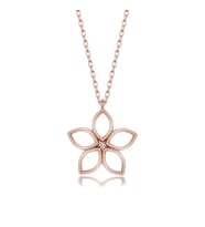 Gümüş Kolye Pırlanta Kolye (Yıldız Çiçeği Kırmızı) (Rose - Gümüş)