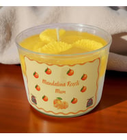 Mandalina Reçel Mum  Mandalina Kokulu El Yapımı Dekoratif Soya Mum (Sarı-Beyaz)