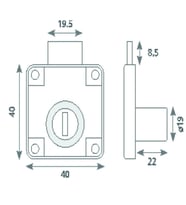 Canex Kare Çekmece Kilidi Nikel Gövde - 22 mm