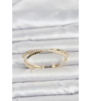 Pirinç Gold Renk Zirkon Taşlı Dorika Model Kadın Bileklik Tj-Bb8507