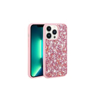 Apple iPhone 13 Pro Uyumlu Kılıf Parlak Taşlı Tasarım Zore Linea Kapak (Pembe)