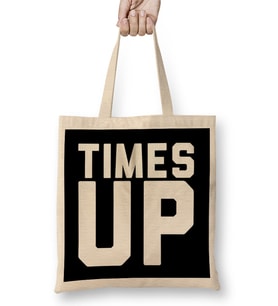 Times Up Bold Slogan Bez Çanta Uzun Saplı