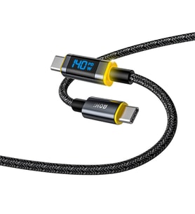 Aohi Magline Type-C to Type-C 140W PD3.1 LED Ekranlı Örgülü 1.2m Süper Hızlı Şarj-Data Kablosu