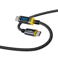 Aohi Magline Type-C to Type-C 140W PD3.1 LED Ekranlı Örgülü 1.2m Süper Hızlı Şarj-Data Kablosu