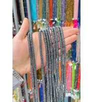 Hematit Taşı Rondela Kesim Füme 6x3mm Doğal Taş Dizi