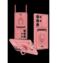 Pilelistore   Samsung Galaxy S25 Ultra Kılıf Zuma Kartvizitli Yüzüklü Silikon - Pembe