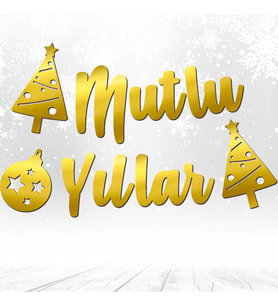 Mutlu Yıllar, Metalik Altın Banner - 2.10 mt (STD)