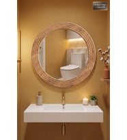Antik Ahşap Oval Dekoratif Ayna Banyo Wc Lavabo Aynası Dresuar Boy Koridor Oda Konsol Mutfak Makyaj Aynası (43x56)