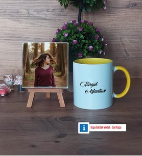 İsme Özel Fotoğraflı Dekoratif Taş, Kupa Bardak Beyaz Hediye (Model 7)