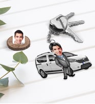 BK Gift Kişiye Özel Erkek Dacia Dokker Figürlü Plakalı Ahşap Karikatür Anahtarlık-1