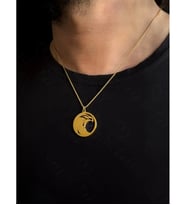 Şahin Başlı Gold Çelik Kolye  Horus Serisi
