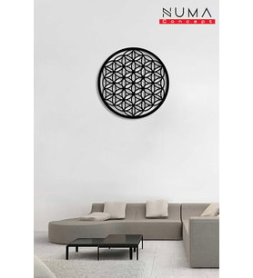 Numa Concept Yaşam Çiçeği Duvar Aksesuarı Ahşap Mdf Siyah Tablo 40x40cm