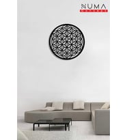 Numa Concept Yaşam Çiçeği Duvar Aksesuarı Ahşap Mdf Siyah Tablo 40x40cm