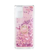 Samsung Galaxy Note 20 Kılıf İçi Sıvılı Yüzüklü Kapak (Pembe)