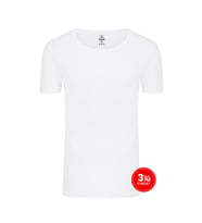 Erkek Pamuklu Sıfır Yaka Tshirt 3'lü Paket - Beyaz