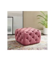 45cm Pembe Kapitoneli Küp Puf Yatak Önü Oturak